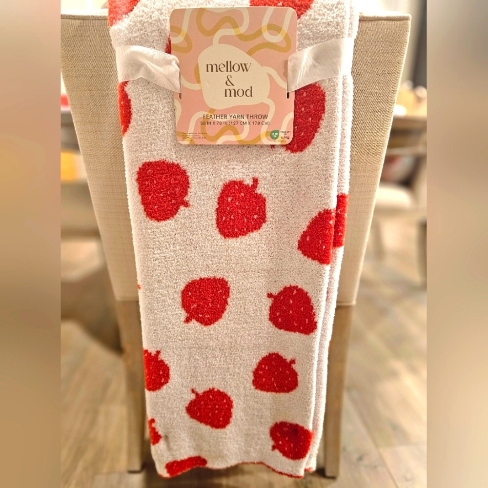 Mellow & Mod Reversible Strawberry Blanket/Throw.